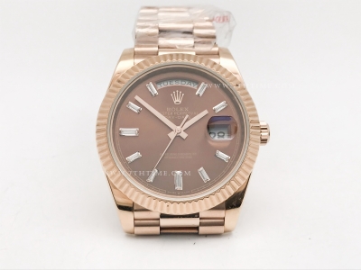 DayDate 40mm 228235 904L Flt Wt RG/RG Brwn/Dia KF VR3255