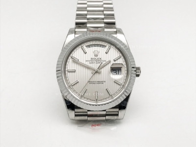 DayDate 40mm 904L Flt SS/SS Silv-S/Stk GMF VR3255