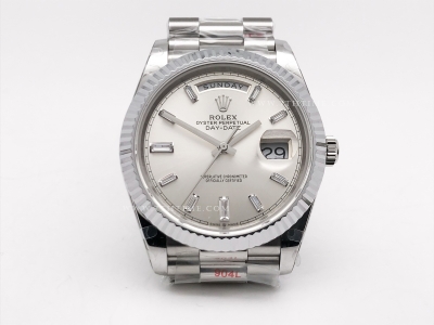 DayDate 40mm 904L Flt SS/SS Silv/Dia GMF VR3255