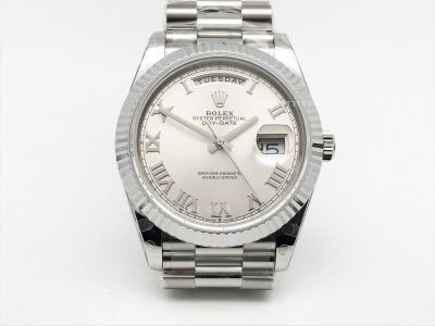 DayDate 40mm 904L Flt SS/SS Silv/Rm GMF VR3255