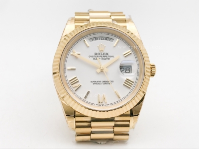 DayDate 40mm 904L Flt Wt YG/YG Wht/Rm/Stk TMF SH3255