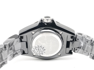 J-12 Ladies 33mm CER/CER Blk/Num XF Sw Qtz