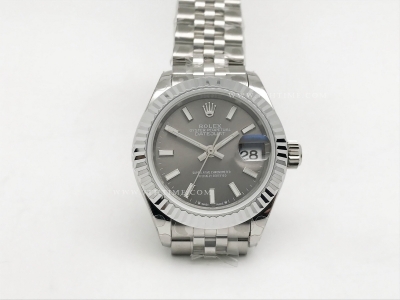DateJust Ladies 28mm Jub Flt 904L SS/SS Grey/Stk GMF A2671