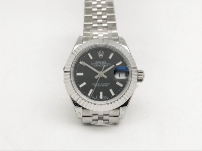 DateJust Ladies 28mm Jub Flt 904L SS/SS Black/Stk GMF A2671