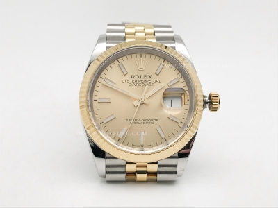 DJ 36mm Jub Flt 904L YG/SS Gold/Stk APF VR3235