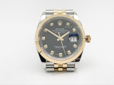 DJ 36mm Jub Flt 904L YG/SS Blk/Dia APF VR3235