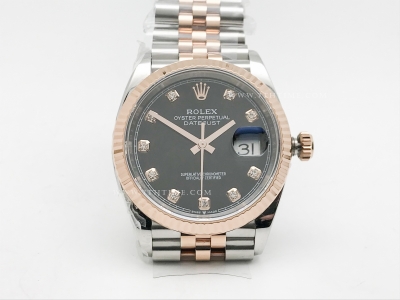 DJ 36mm Jub Flt 904L RG/SS Blk/Dia APF VR3235