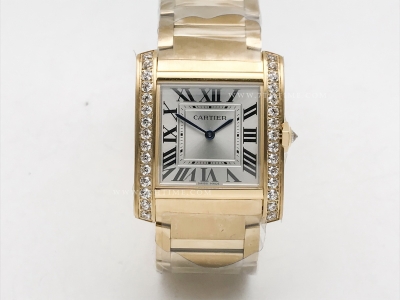 Ladies Tank Francaise Med Dia YG/YG Sil 8848F Sw Qtz