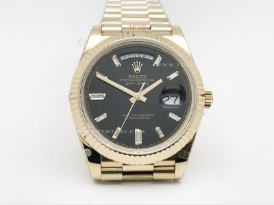 DayDate 40mm 904L Flt YG/YG Blk/Dia GMF VR3255