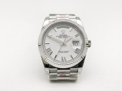 DayDate 36mm Wt 904L Flt SS/SS Wht/Rm/Stk QF VR3255