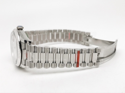 DayDate 36mm Wt 904L Flt SS/SS Wht/Rm/Stk QF VR3255