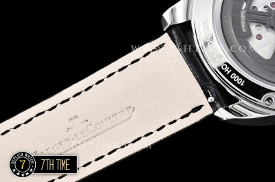 Jaeger Lecoultre Polaris Geographic Black Dial Stick Markers Black Croc Print Calf Leather Strap