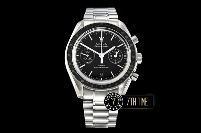 SpeedMaster MoonWatch Chronograph Black Ceramic Bezel Black Dial, Black Subdial with Stick Markers & White Speedmaster Wording Solid Stainless Steel Bracelet