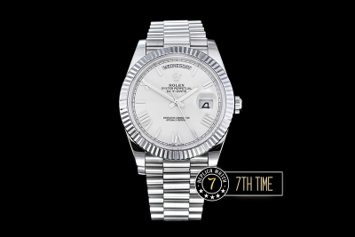 DayDate 40mm SS/SS White Dial Roman Markers Fluted Bezel A2836 Mod3255