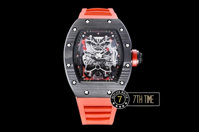 Richard Mille RM001 Tourbillon FC/VRU Black Custom Mod Black Inner Bezel Red Rubber Strap