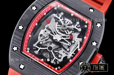 Richard Mille RM001 Tourbillon FC/VRU Black Custom Mod Red Inner Bezel Red Rubber Strap