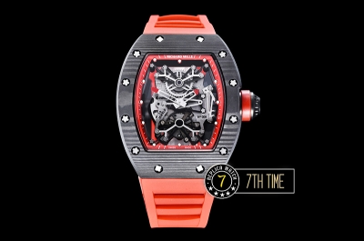 Richard Mille RM001 Tourbillon FC/VRU Black Custom Mod Red Inner Bezel Red Rubber Strap